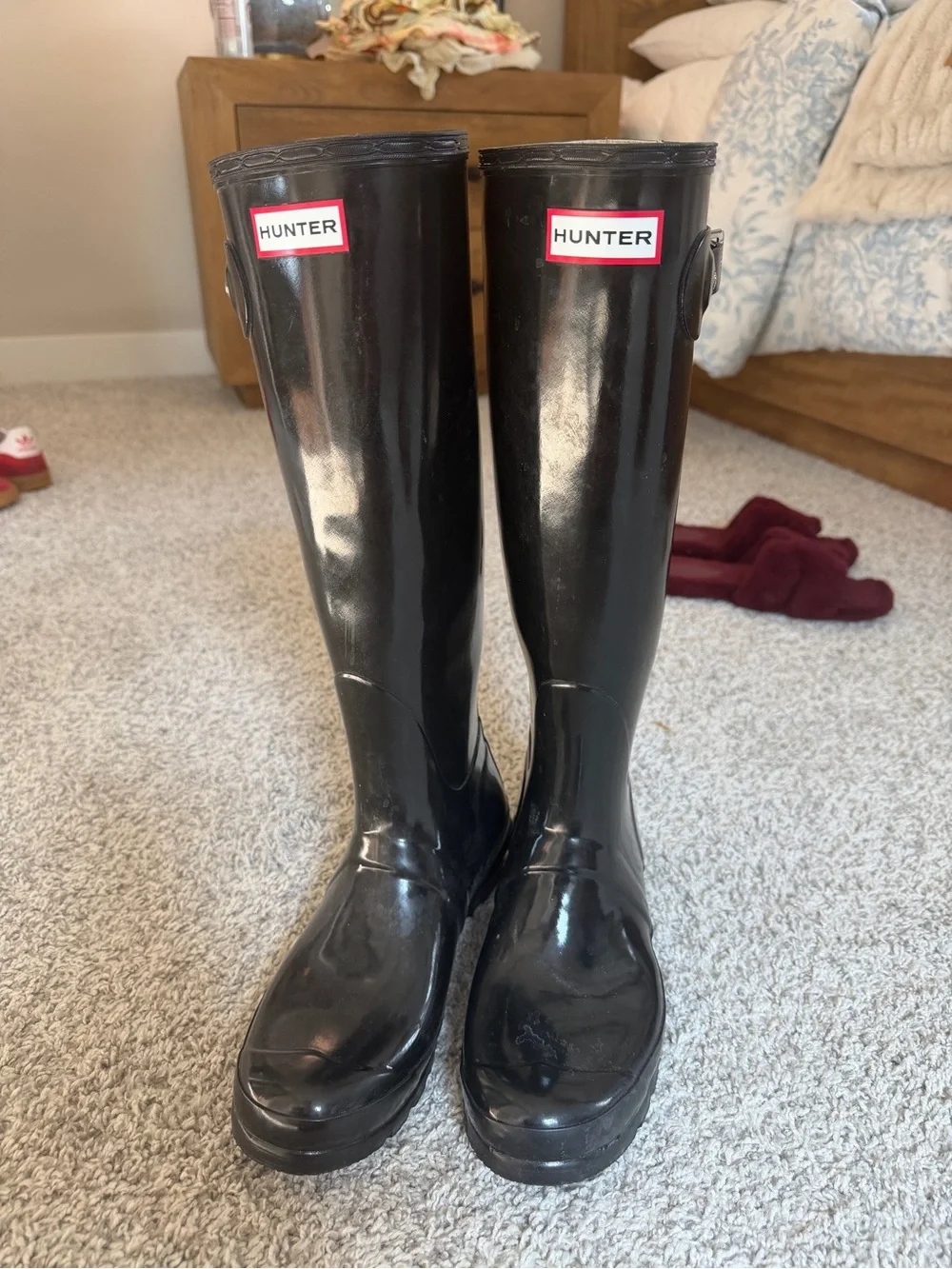 Hunter Gloss Tall Rain Boot in Black